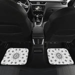 White Paisley Bandana Print Front and Back Car Floor Mats