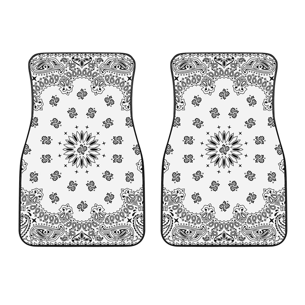 White Paisley Bandana Print Front Car Floor Mats