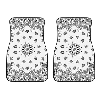White Paisley Bandana Print Front Car Floor Mats