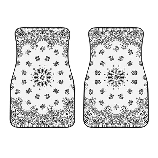 White Paisley Bandana Print Front Car Floor Mats