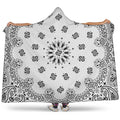 White Paisley Bandana Print Hooded Blanket