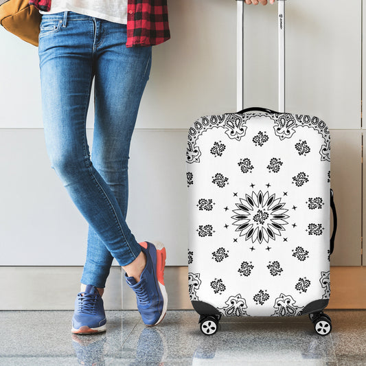 White Paisley Bandana Print Luggage Cover