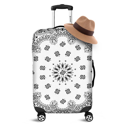 White Paisley Bandana Print Luggage Cover