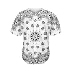 White Paisley Bandana Print Men's Baseball Jersey