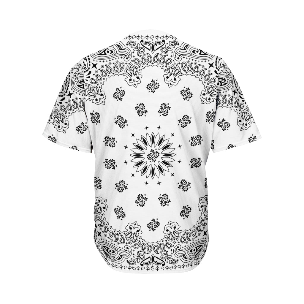 White Paisley Bandana Print Men's Baseball Jersey