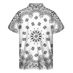 White Paisley Bandana Print Men's Short Sleeve Shirt