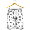 White Paisley Bandana Print Men's Shorts