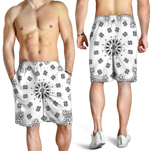 White Paisley Bandana Print Men's Shorts