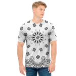 White Paisley Bandana Print Men's T-Shirt