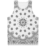 White Paisley Bandana Print Men's Tank Top