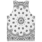 White Paisley Bandana Print Men's Tank Top