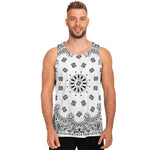 White Paisley Bandana Print Men's Tank Top