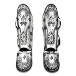 White Paisley Bandana Print Muay Thai Shin Guard