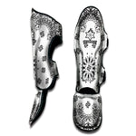 White Paisley Bandana Print Muay Thai Shin Guard