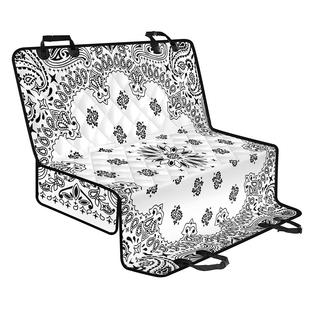 White Paisley Bandana Print Pet Car Back Seat Cover