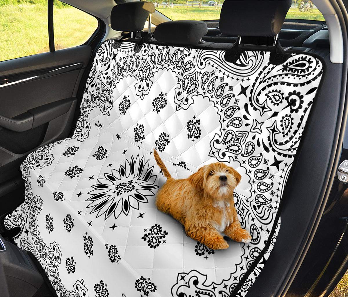White Paisley Bandana Print Pet Car Back Seat Cover