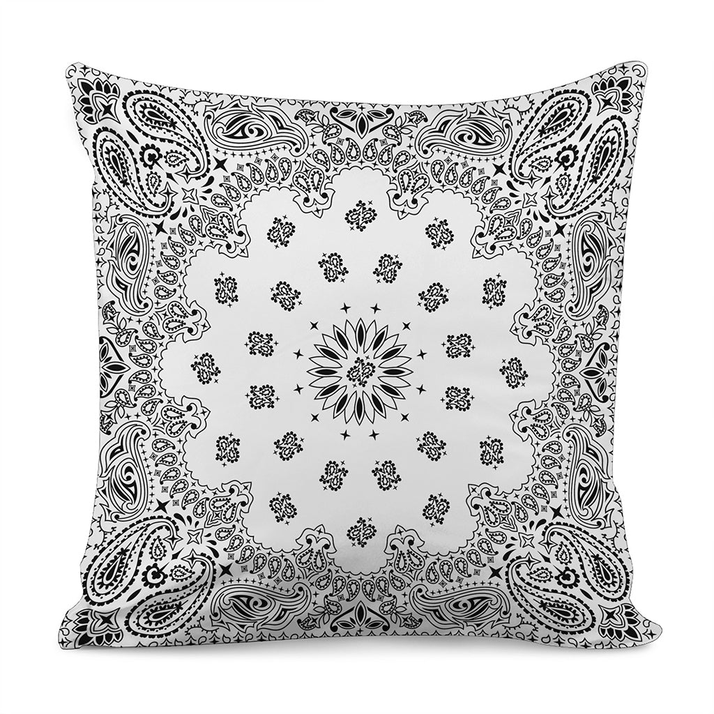 White Paisley Bandana Print Pillow Cover