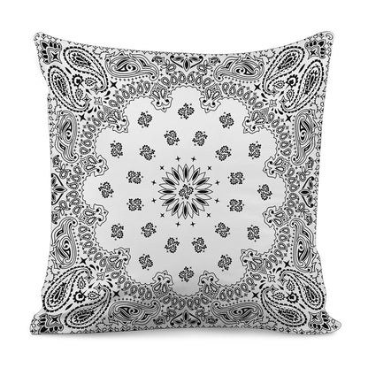 White Paisley Bandana Print Pillow Cover