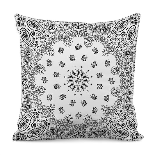 White Paisley Bandana Print Pillow Cover