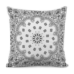 White Paisley Bandana Print Pillow Cover