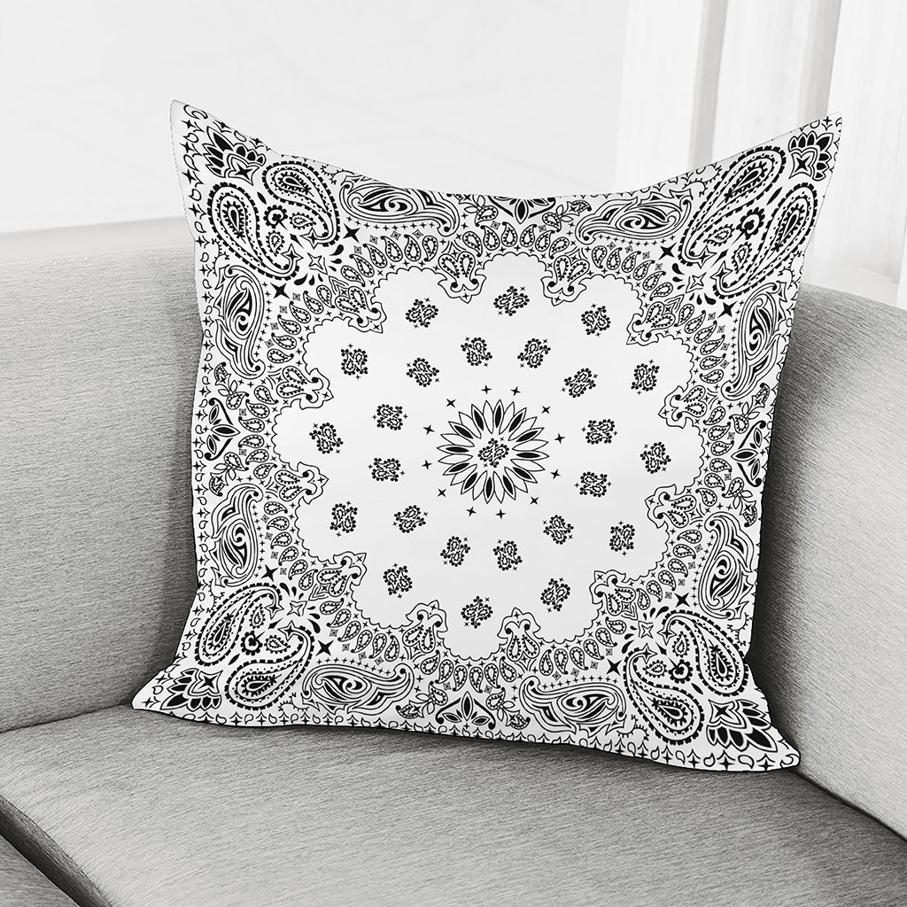 White Paisley Bandana Print Pillow Cover