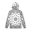 White Paisley Bandana Print Pullover Hoodie