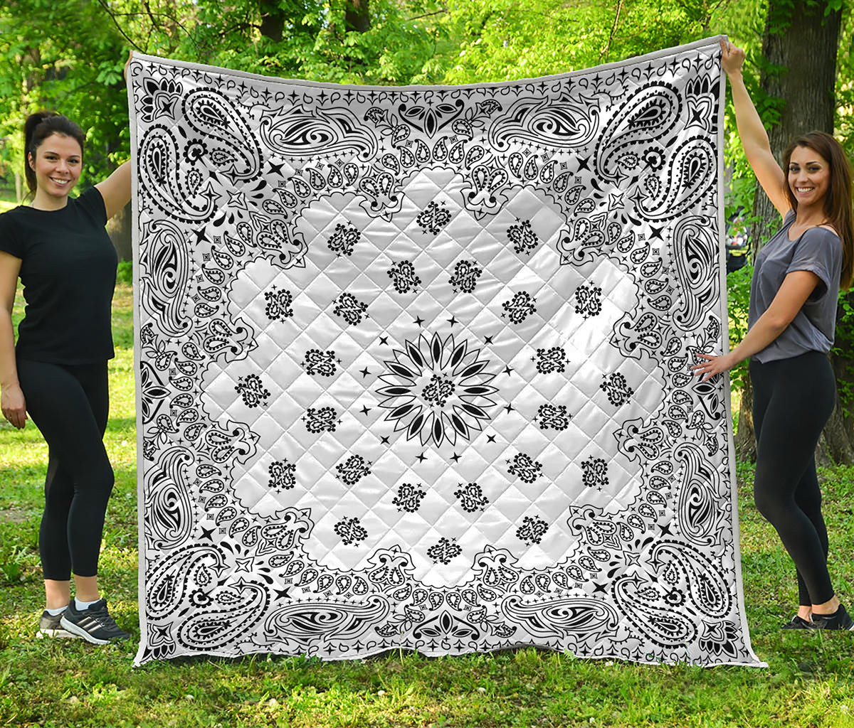 White Paisley Bandana Print Quilt