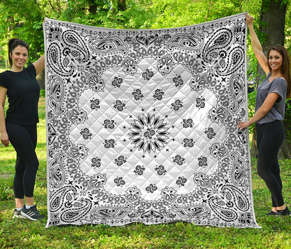White Paisley Bandana Print Quilt