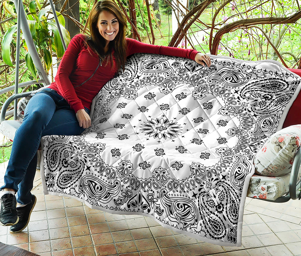 White Paisley Bandana Print Quilt