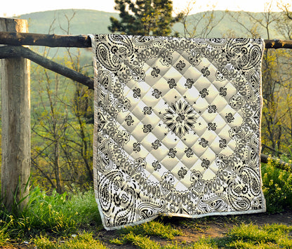 White Paisley Bandana Print Quilt