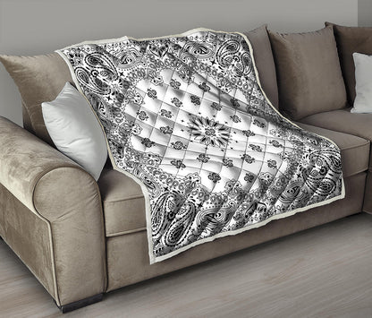 White Paisley Bandana Print Quilt