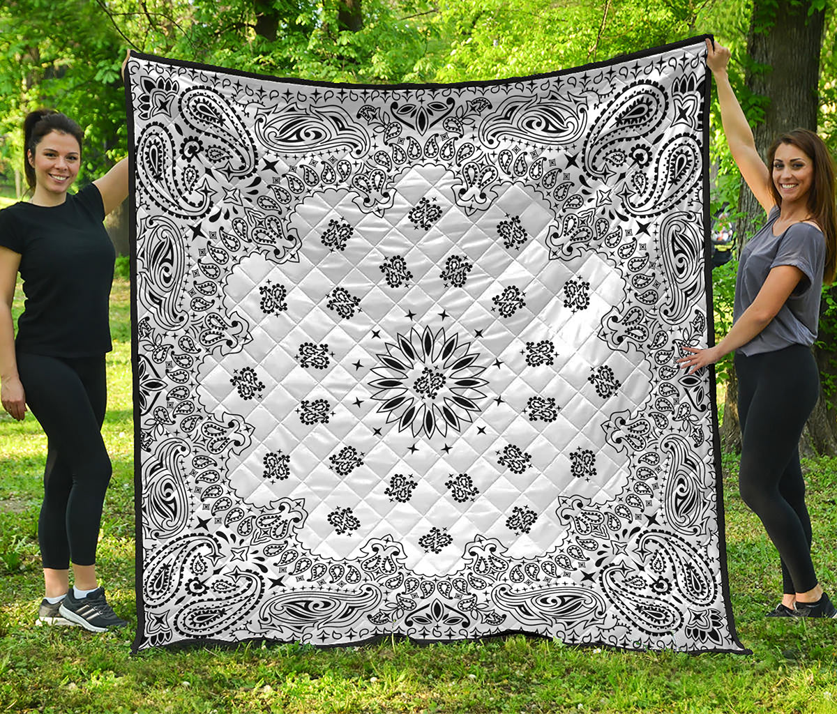 White Paisley Bandana Print Quilt