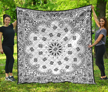 White Paisley Bandana Print Quilt