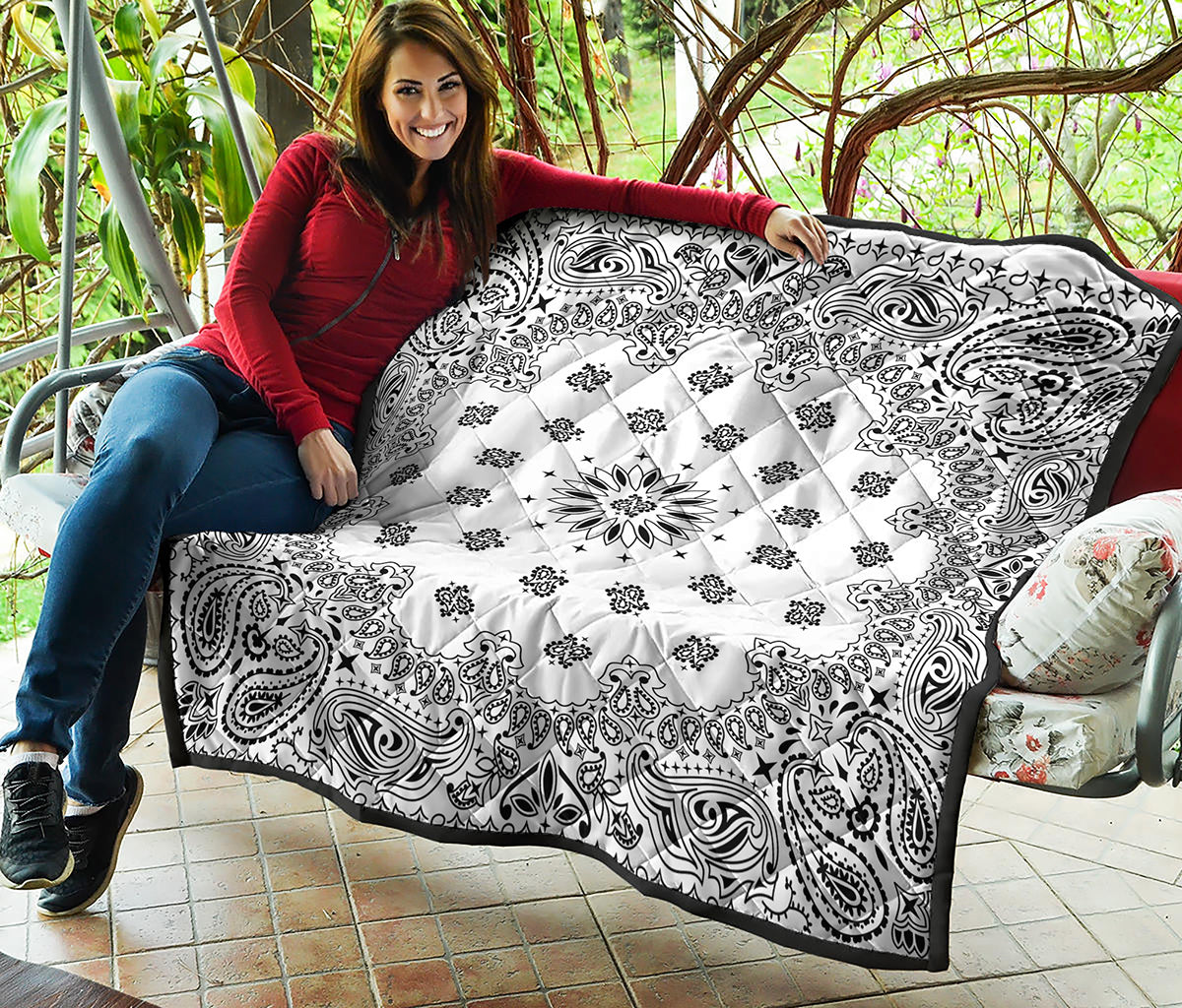 White Paisley Bandana Print Quilt