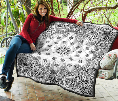 White Paisley Bandana Print Quilt