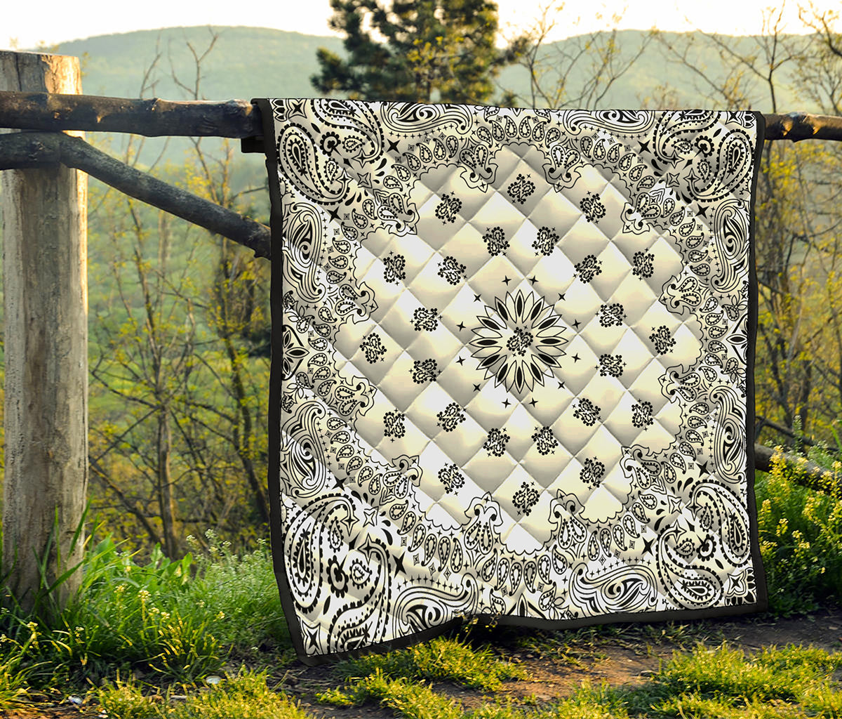 White Paisley Bandana Print Quilt