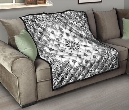 White Paisley Bandana Print Quilt