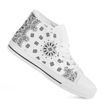 White Paisley Bandana Print White High Top Shoes