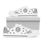 White Paisley Bandana Print White Low Top Shoes