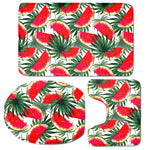 White Palm Leaf Watermelon Pattern Print 3 Piece Bath Mat Set