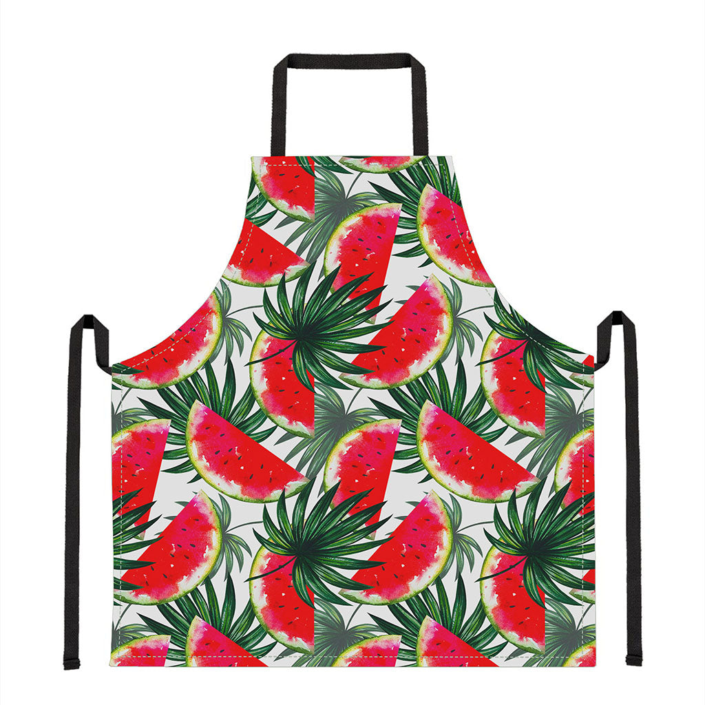 White Palm Leaf Watermelon Pattern Print Apron