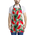 White Palm Leaf Watermelon Pattern Print Apron