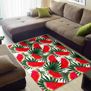 White Palm Leaf Watermelon Pattern Print Area Rug GearFrost