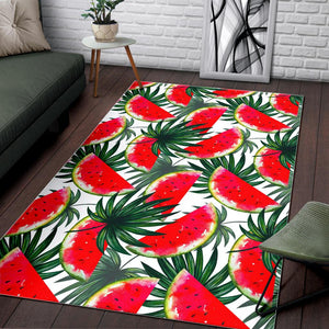 White Palm Leaf Watermelon Pattern Print Area Rug GearFrost