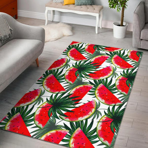 White Palm Leaf Watermelon Pattern Print Area Rug GearFrost