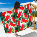 White Palm Leaf Watermelon Pattern Print Beach Sarong Wrap