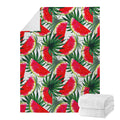 White Palm Leaf Watermelon Pattern Print Blanket