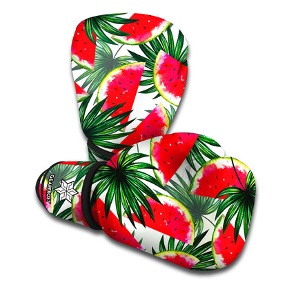 White Palm Leaf Watermelon Pattern Print Boxing Gloves