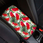 White Palm Leaf Watermelon Pattern Print Car Center Console Cover