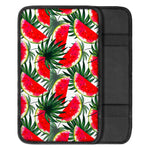White Palm Leaf Watermelon Pattern Print Car Center Console Cover